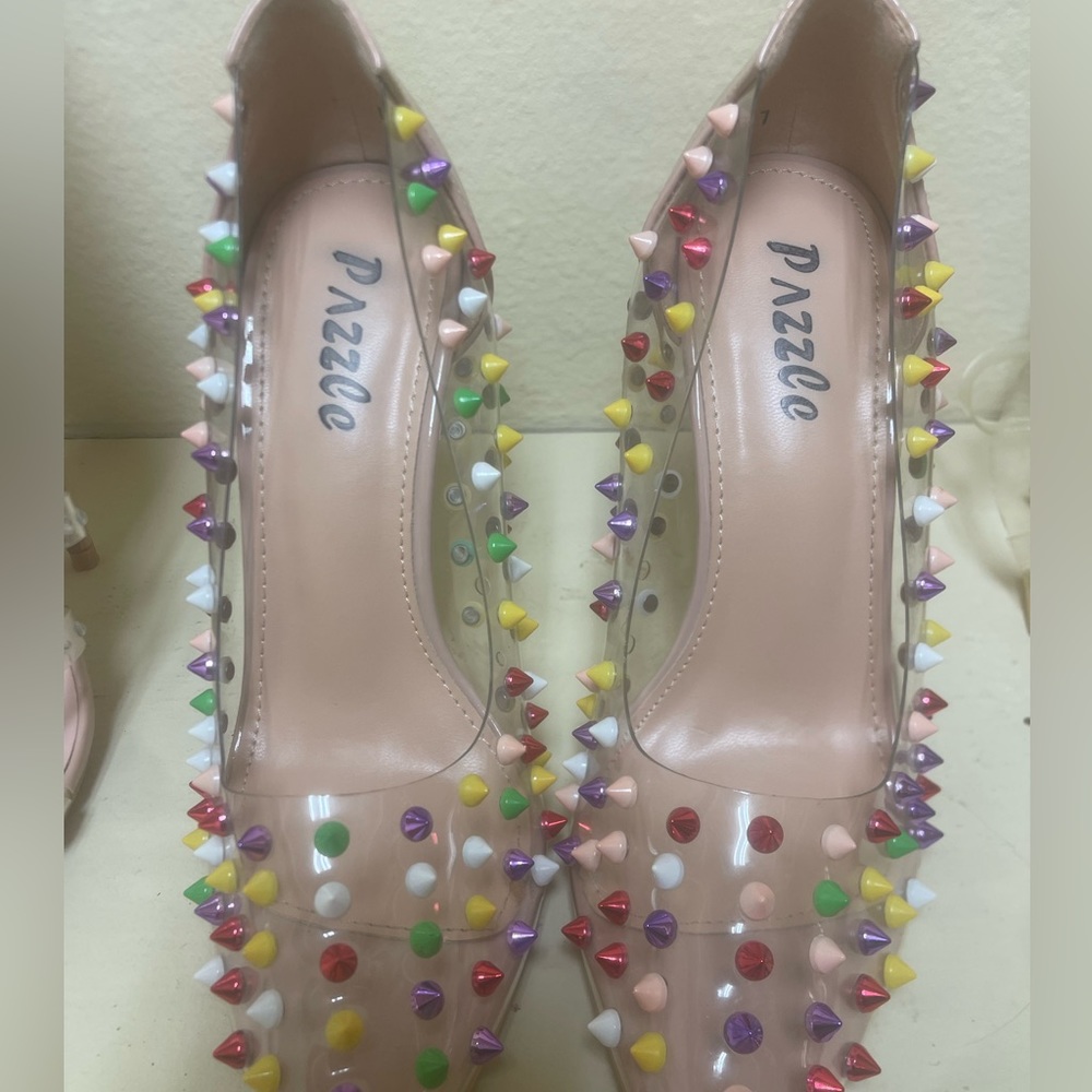 Clear studded heels